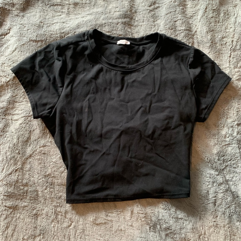 Garage Black Backless Fitted Crop Tee